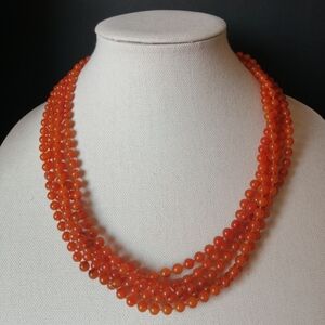 Vintage Necklace Multi-String Early Plastic Beads Orange